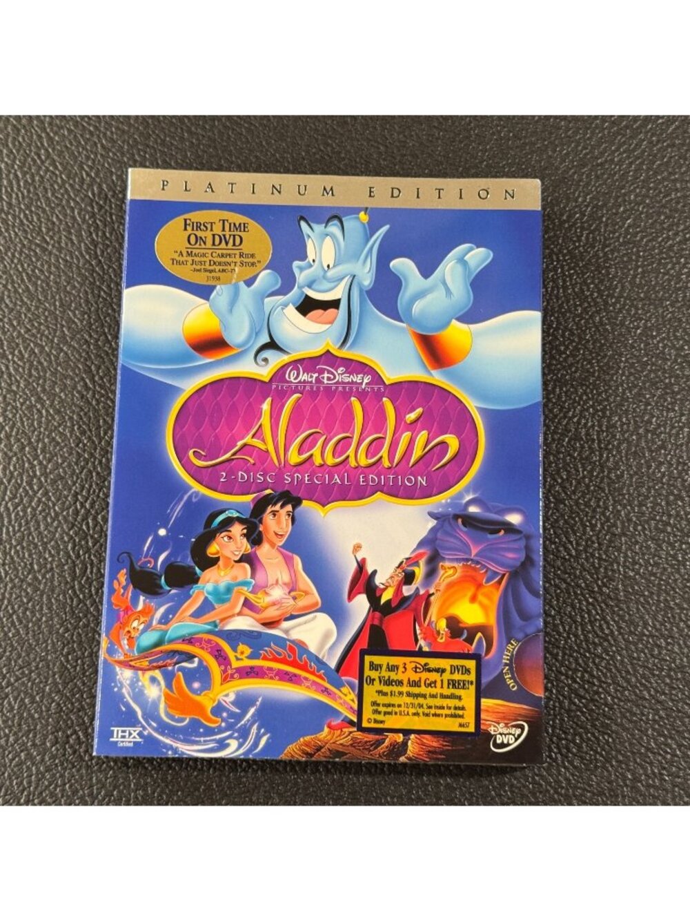 Disneys Aladdin DVD Platinum Special Edition 2 Disc 2004 w/ Slip Cover New